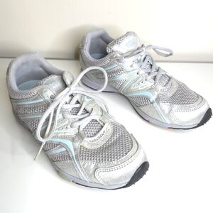 ECCO Receptor Womens Sneakers Size 5.5 Silver Blue Metallic Mesh Walking Shoes